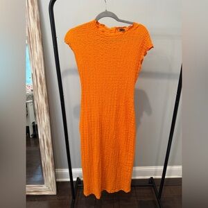 Zara Vibrant Orange Midi Dress